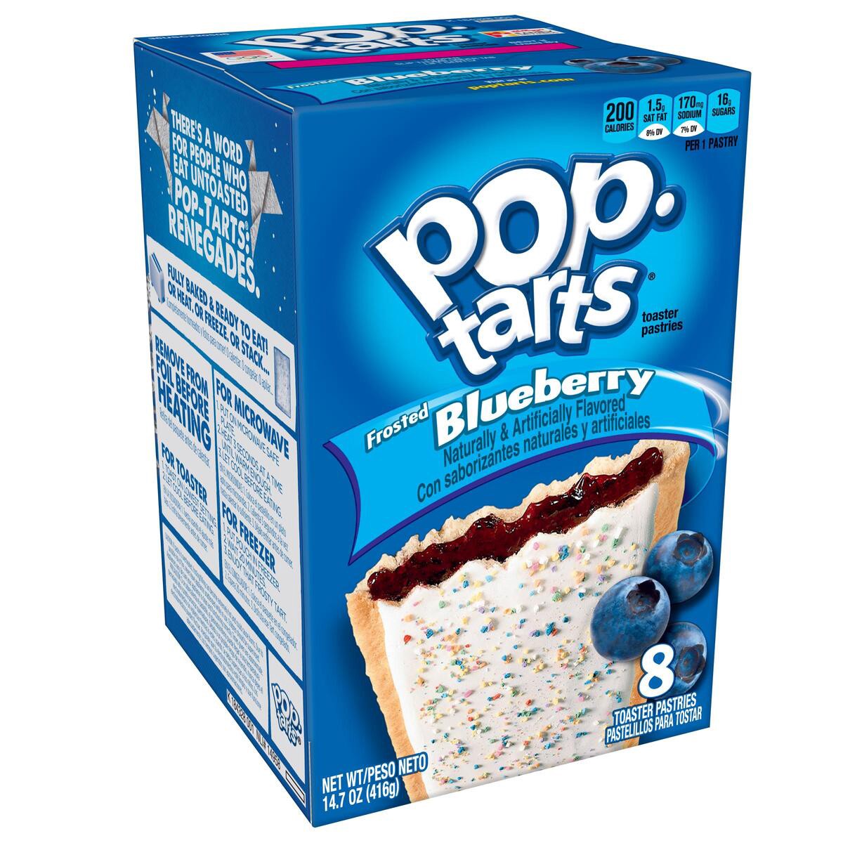 slide 1 of 10, Pop-Tarts Frosted Blueberry Toaster Pastries, 14.7 oz