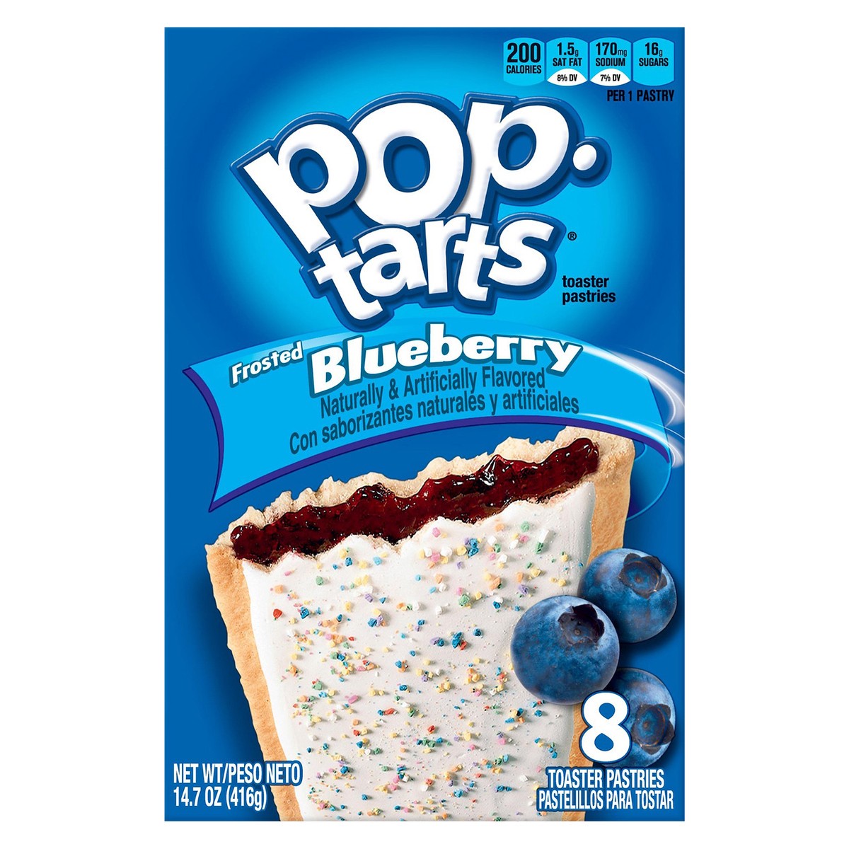 slide 10 of 10, Pop-Tarts Frosted Blueberry Toaster Pastries, 14.7 oz