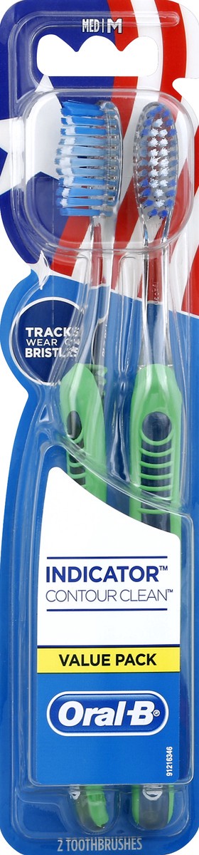 slide 4 of 6, Oral-B Indicator Max Toothbrushes, Color Changing Bristles, Medium, 2 ct