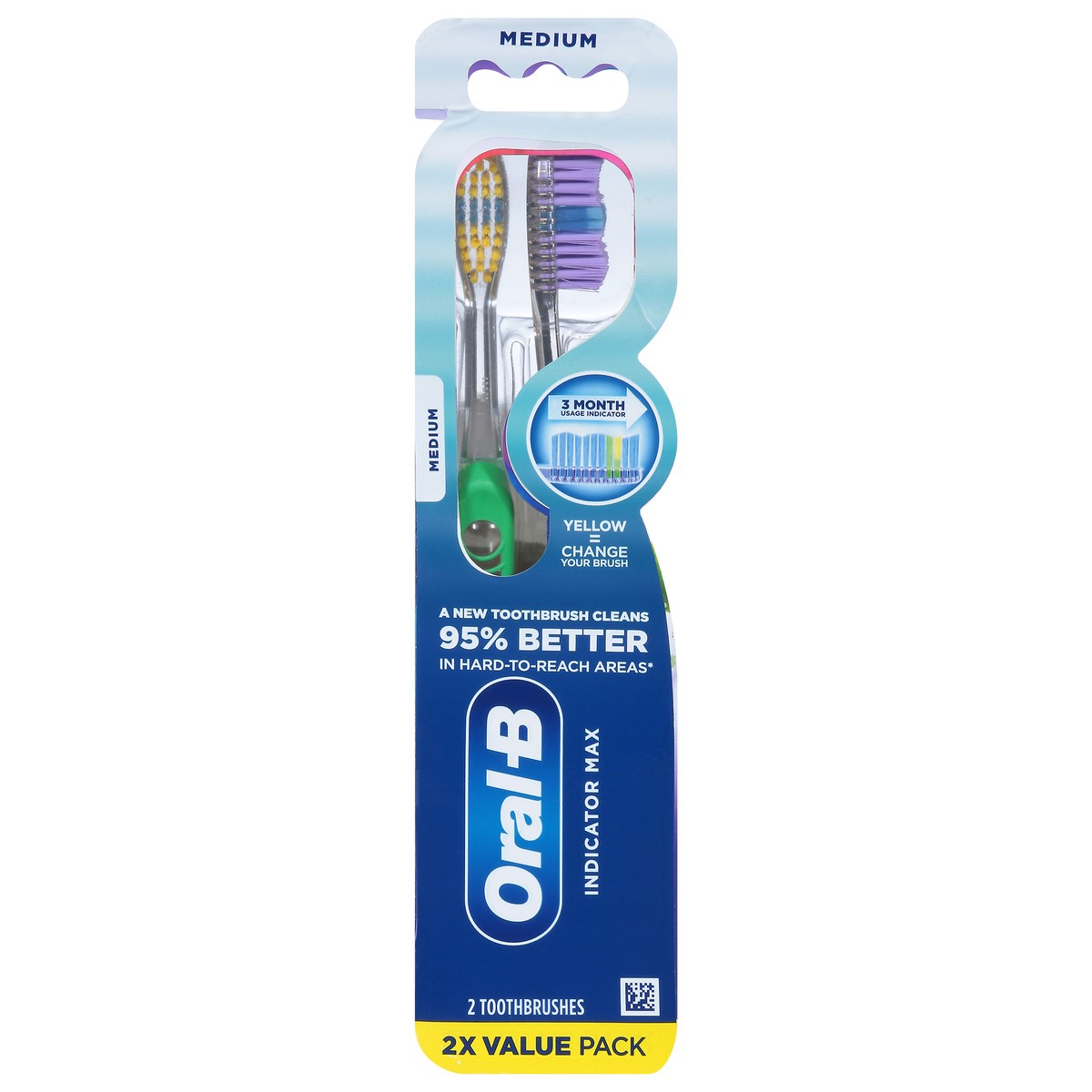 slide 1 of 6, Oral-B Indicator Max Toothbrushes, Color Changing Bristles, Medium, 2 ct