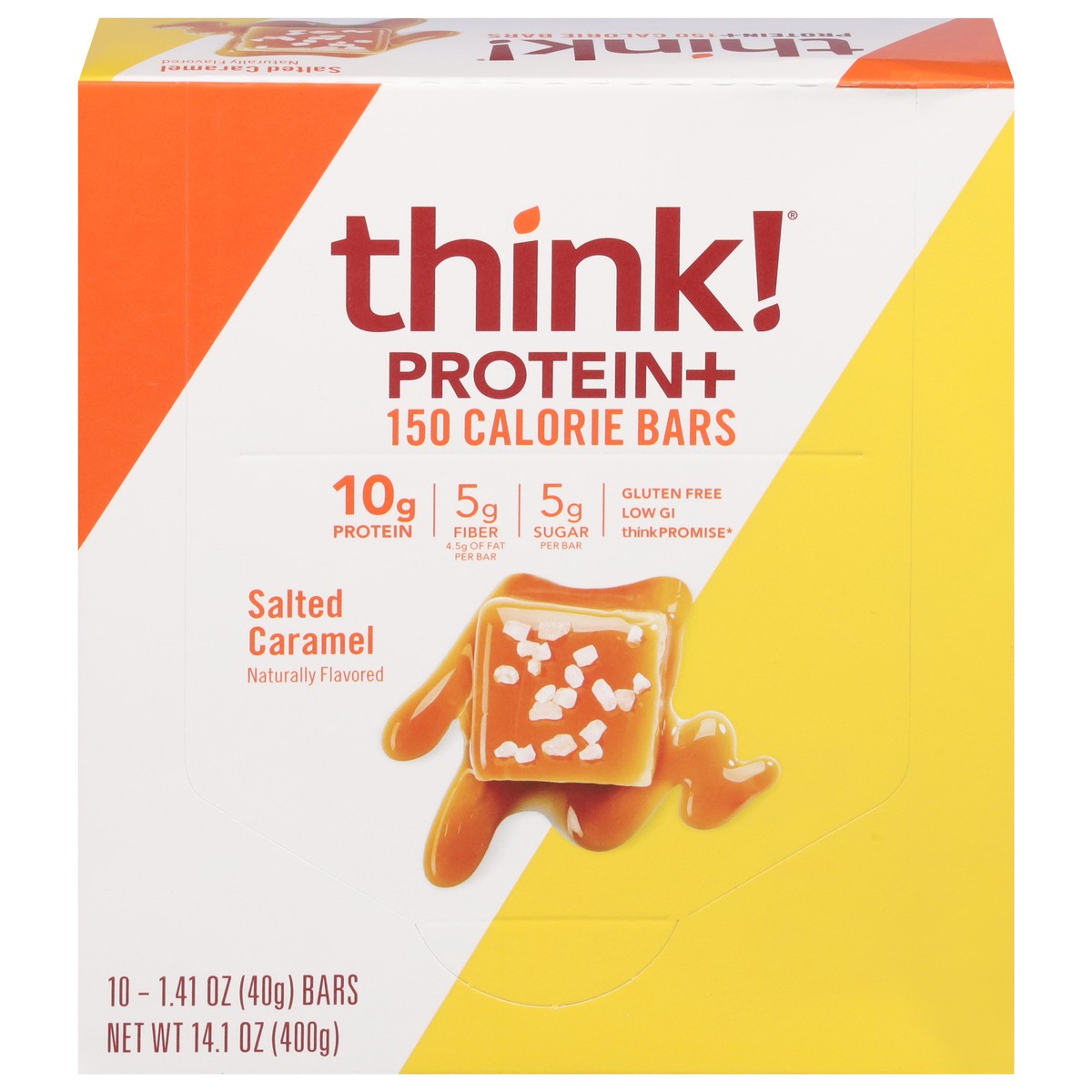 slide 1 of 12, think! Protein+ Salted Caramel 150 Calorie Bars 10 - 1.41 oz Bars, 10 ct