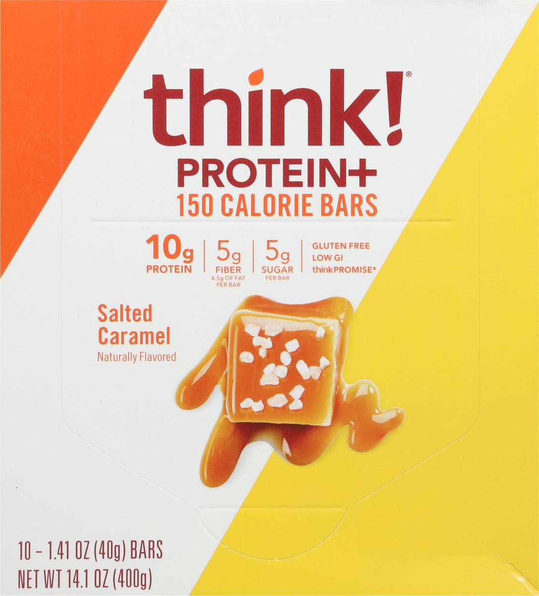 slide 11 of 12, think! Protein+ Salted Caramel 150 Calorie Bars 10 - 1.41 oz Bars, 10 ct