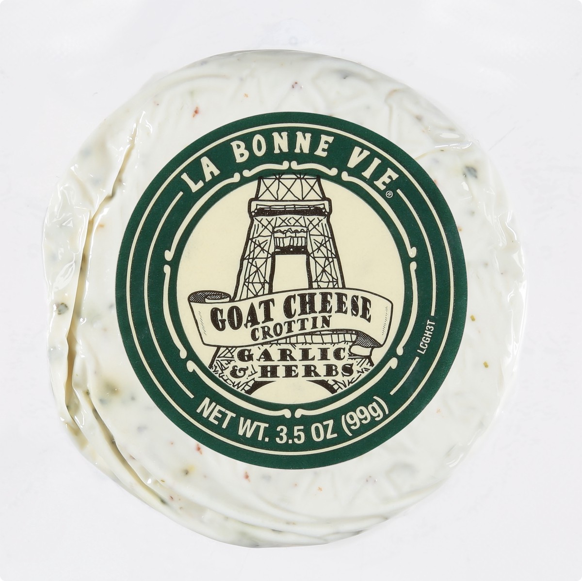 slide 9 of 11, La Bonne Vie Goat Cheese Crottin Garlic And Herbs, 3.5 oz