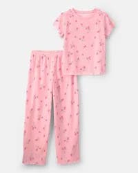 Carters Girls Strawberry Rib Loose Fit 2-Piece Pajama Set - Pink Pink 10
