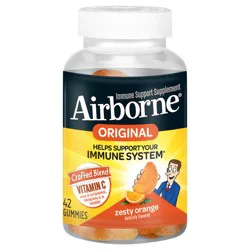 Airborne Zesty Orange Flavored Gummies, 42 count - 750mg of Vitamin C and Minerals & Herbs Immune Support (Packaging May Vary)