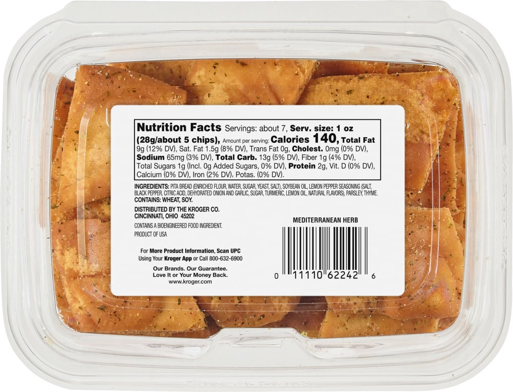 slide 3 of 3, Kroger Mediterranean Herb Pitas Chips - 6.5 oz, 6.5 oz