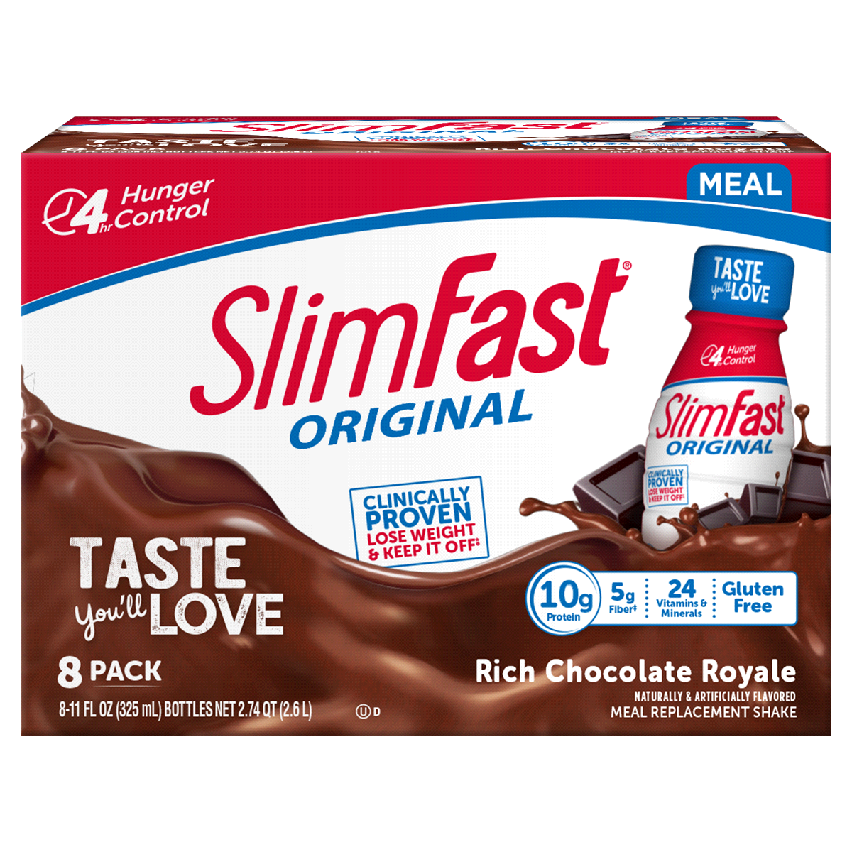 slide 1 of 5, Slimfast Rich Chocolate Royale Protein Shake Bottles, 8 ct; 11 oz