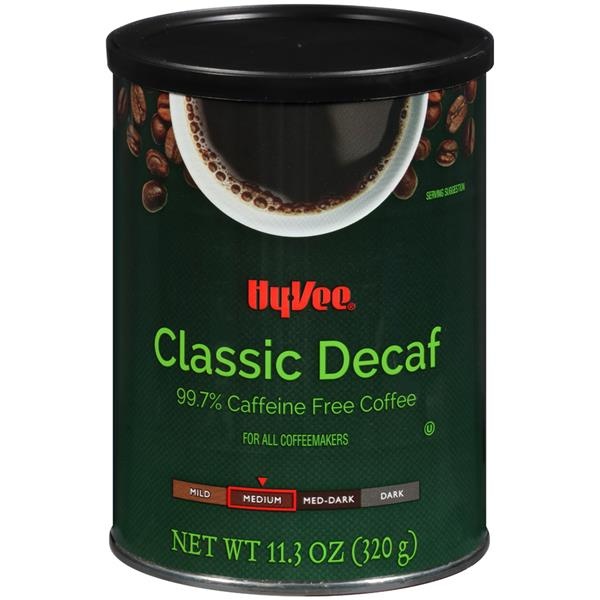 slide 1 of 1, Hy-vee Medium Roast Classic Decaf 99.7% Caffeine Free Ground Coffee - 11.3 oz, 11.3 oz