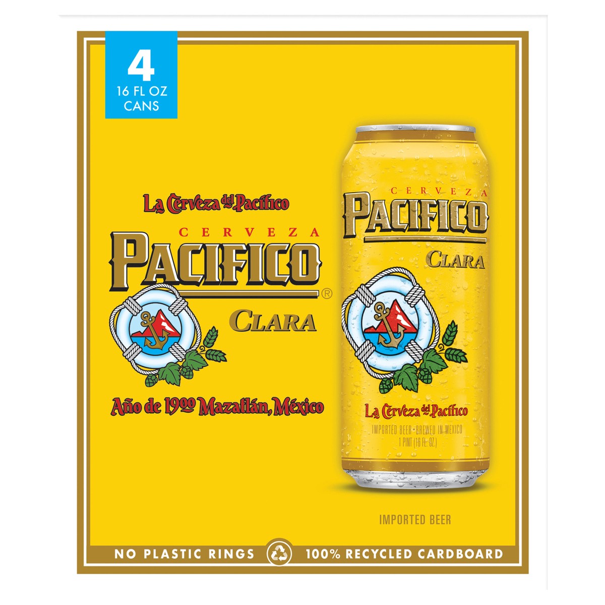 slide 1 of 8, Pacifico Mexican Lager Beer, 4 pk 16 fl oz Cans, 4.4% ABV, 4 ct; 16 fl oz