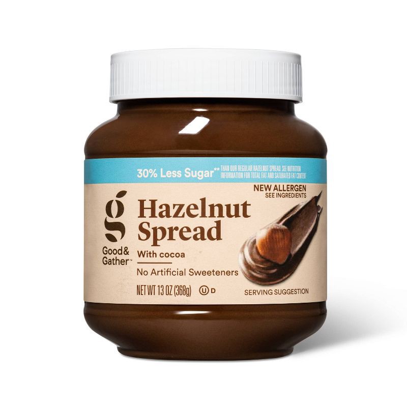slide 1 of 4, Reduced Sugar Chocolate Hazelnut Spread - 13oz - Good & Gather™, 13 oz