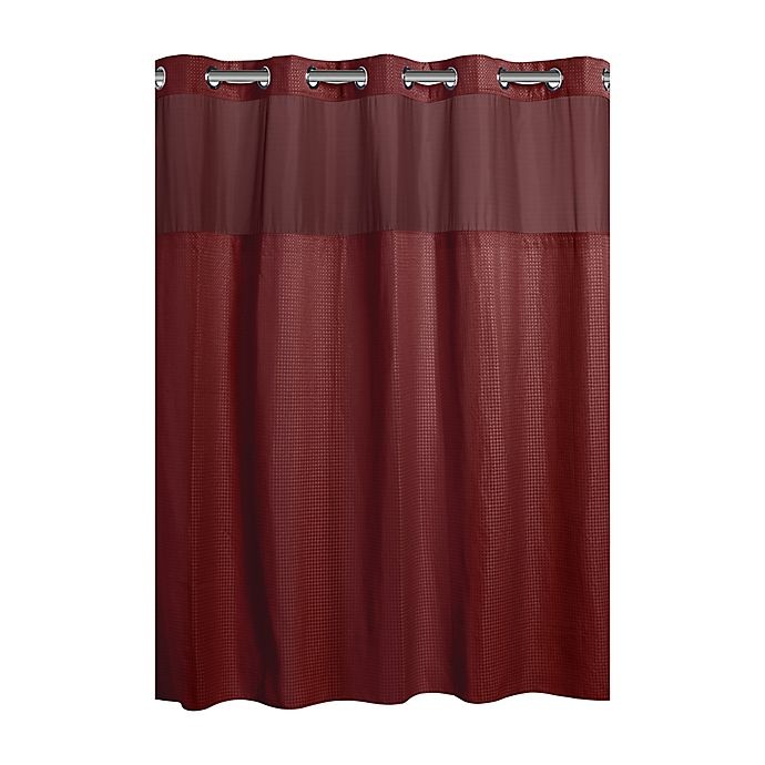 slide 2 of 4, Hookless Waffle Stall Fabric Shower Curtain - Rio Red, 54 in x 80 in