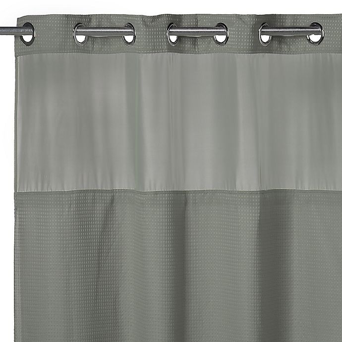 slide 1 of 1, Hookless Waffle Fabric Shower Curtain - Sage, 71 in x 74 in