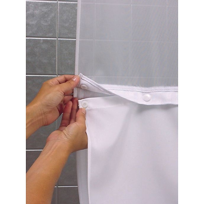 slide 1 of 1, Hookless It's a Snap Fabric Shower Curtain Liner - White, 53 in x 60 in