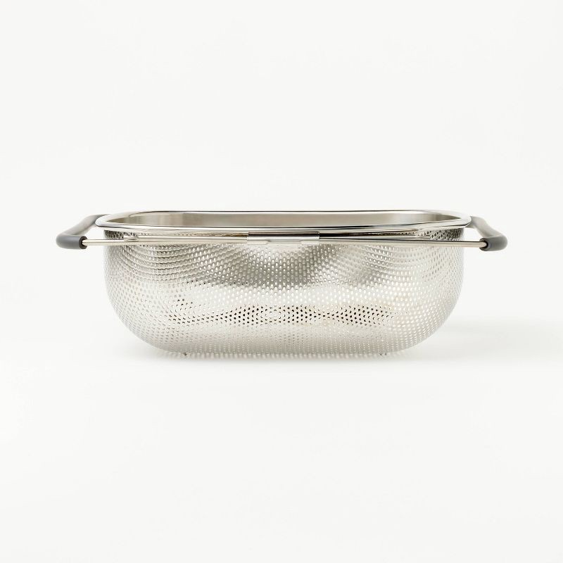 slide 1 of 3, 7qt Stainless Steel Expandable Over the Sink Mesh Colander Silver - Figmint™: Dishwasher-Safe Kitchen Strainer, 7 qt
