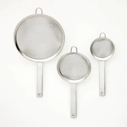 3pc (3", 5", and 8") Stainless Steel Mesh Strainer Set Silver - Figmint™