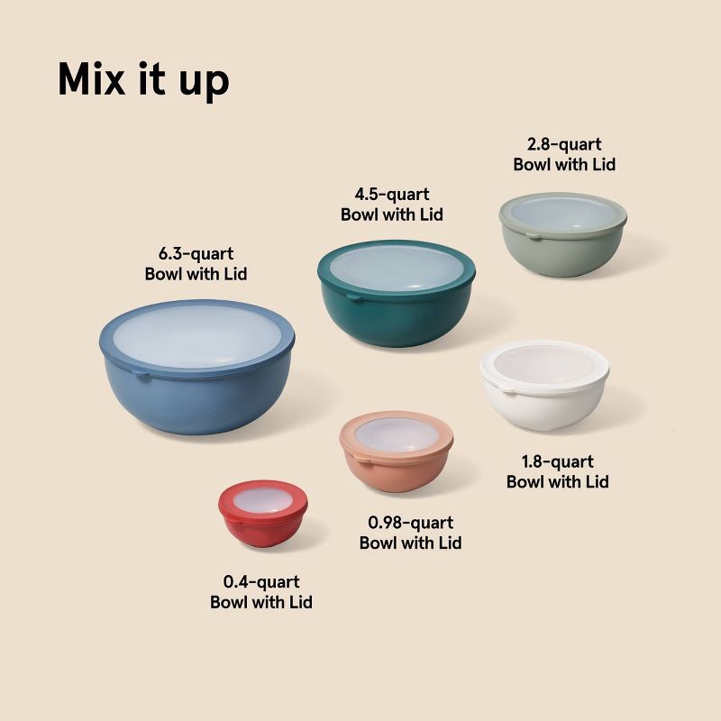 slide 4 of 4, 12pc (set of 6) Plastic Mixing Bowl Set with Lids - Figmint™: Nesting, Multicolor, Dishwasher & Microwave Safe, 12 ct