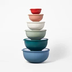 12pc (set of 6) Plastic Mixing Bowl Set with Lids - Figmint™: Nesting, Multicolor, Dishwasher & Microwave Safe