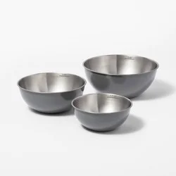 3pc (5qt, 3qt & 1.5qt) Stainless Steel Non-Slip Mixing Bowls (no lids) Gray - Figmint™