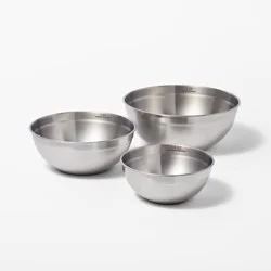 3pc (5qt, 3qt & 1.5qt) Stainless Steel Non-Slip Mixing Bowls (no lids) Silver - Figmint™