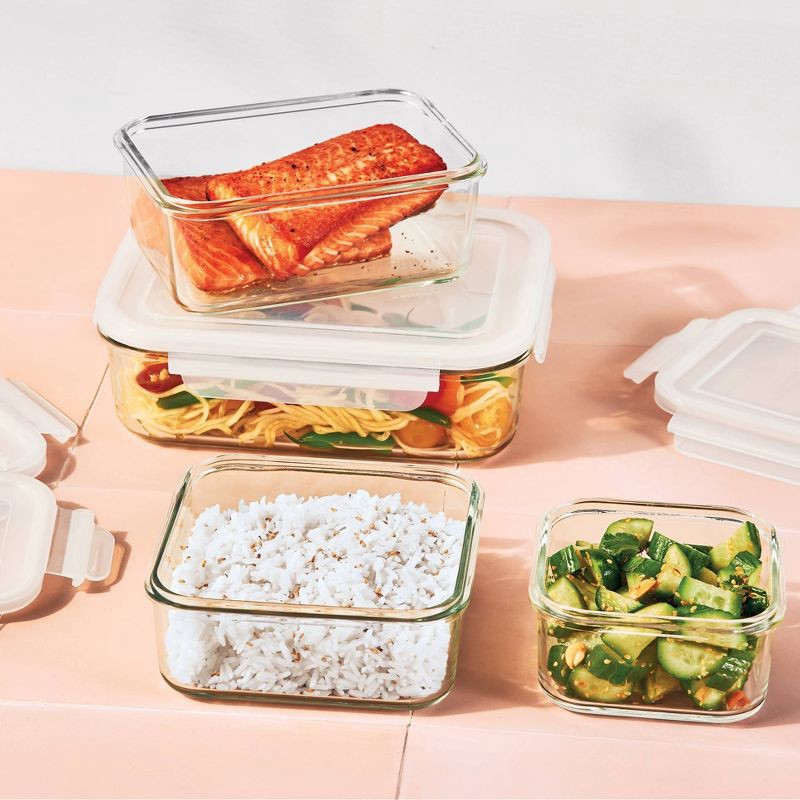 slide 2 of 6, 8pc (Set of 4) Glass Food Storage Container Set Clear - Figmint™: Freezer, Dishwasher & Microwave Safe, 8 ct