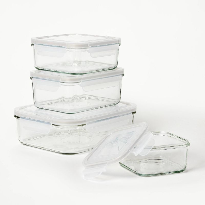 slide 3 of 6, 8pc (Set of 4) Glass Food Storage Container Set Clear - Figmint™: Freezer, Dishwasher & Microwave Safe, 8 ct