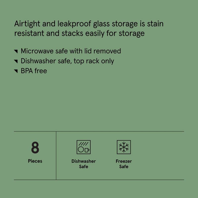 slide 5 of 6, 8pc (Set of 4) Glass Food Storage Container Set Clear - Figmint™: Freezer, Dishwasher & Microwave Safe, 8 ct