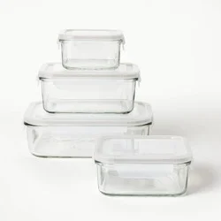 8pc (Set of 4) Glass Food Storage Container Set Clear - Figmint™: Freezer, Dishwasher & Microwave Safe