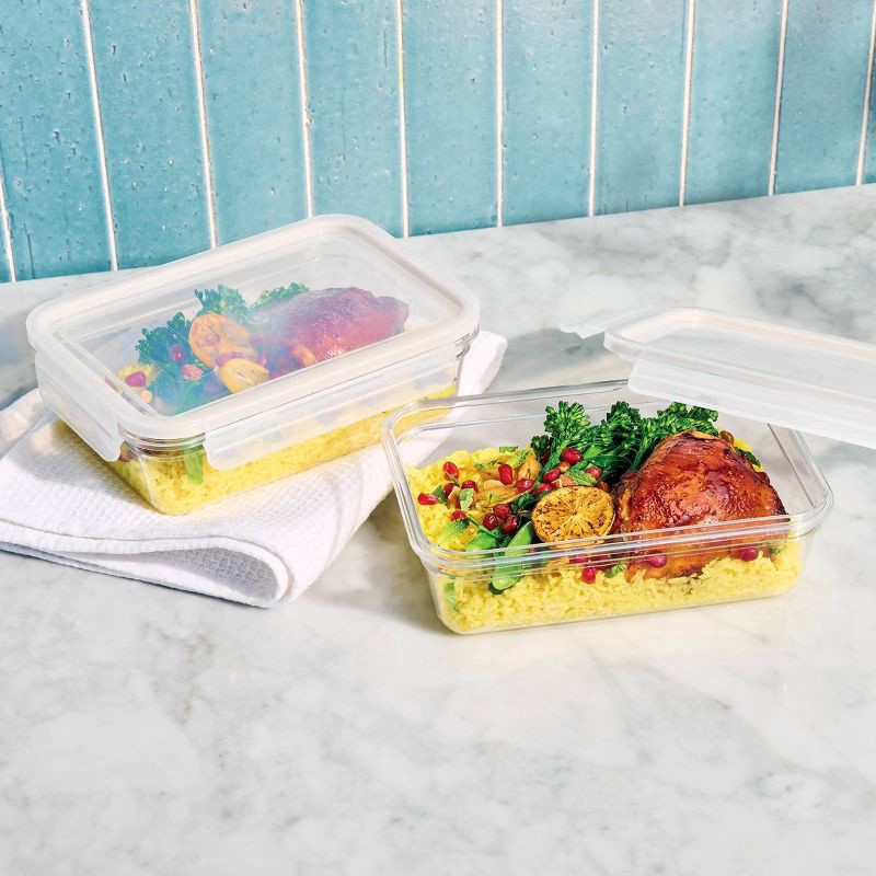 slide 2 of 5, 4pc (set of 2) 5.5 Cup Tritan Plastic Rectangle Food Storage Container Set Clear - Figmint™: Stackable Design, 4 ct