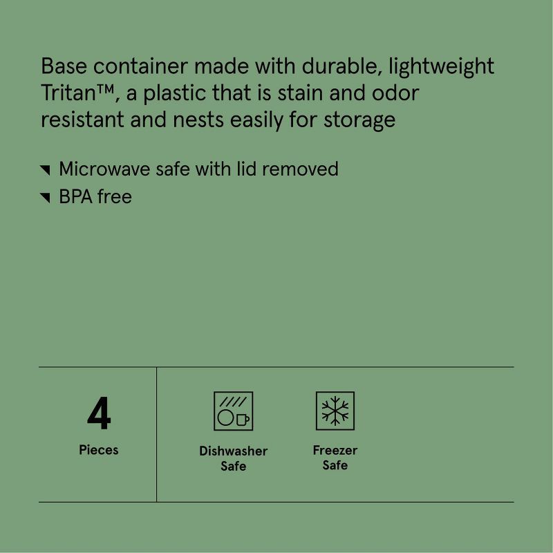 slide 5 of 5, 4pc (set of 2) 5.5 Cup Tritan Plastic Rectangle Food Storage Container Set Clear - Figmint™: Stackable Design, 4 ct