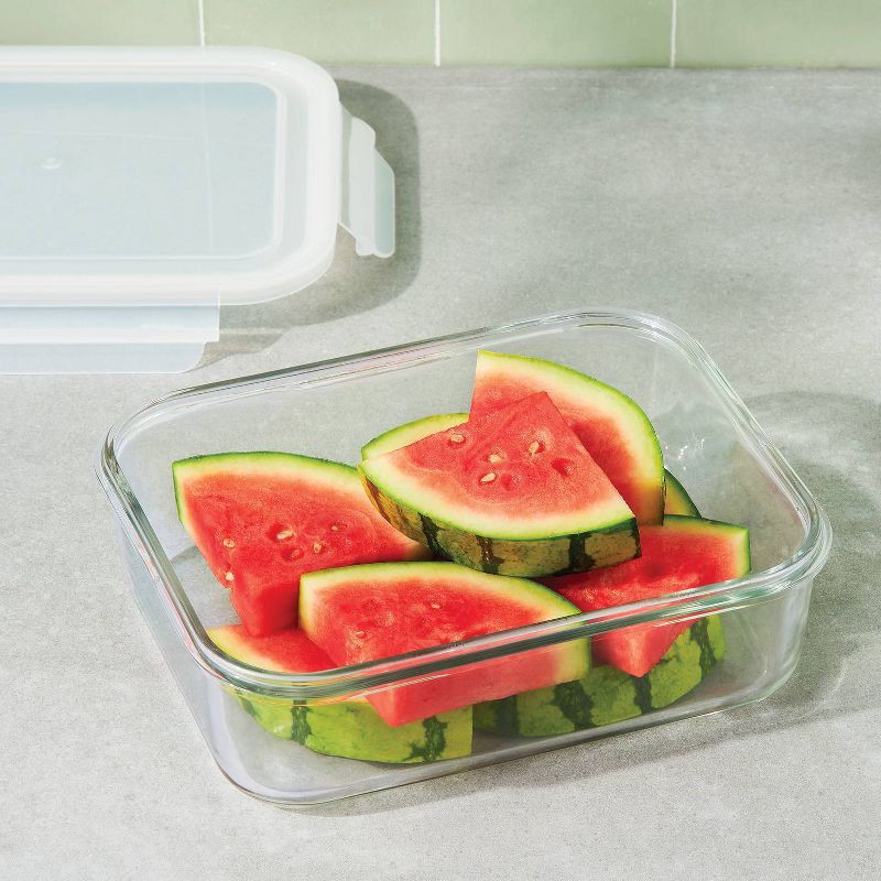 slide 2 of 5, 8 Cup Glass Food Storage Container Clear - Figmint™: Glass Container with Lid, Dishwasher & Microwave Safe, 1 ct