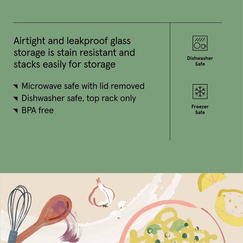 slide 5 of 5, 8 Cup Glass Food Storage Container Clear - Figmint™: Glass Container with Lid, Dishwasher & Microwave Safe, 1 ct