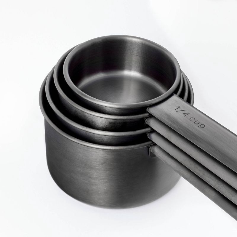 slide 3 of 3, 4pc Stainless Steel Measuring Cups Matte Black - Figmint™: Dishwasher-Safe Kitchen Set, 1 Cup Capacity, 4 ct