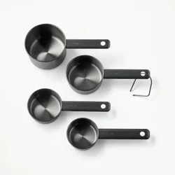 4pc Stainless Steel Measuring Cups Matte Black - Figmint™: Dishwasher-Safe Kitchen Set, 1 Cup Capacity