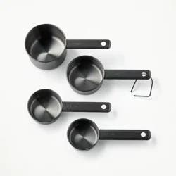 4pc Stainless Steel Measuring Cups Matte Black - Figmint™: Dishwasher-Safe Kitchen Set, 1 Cup Capacity