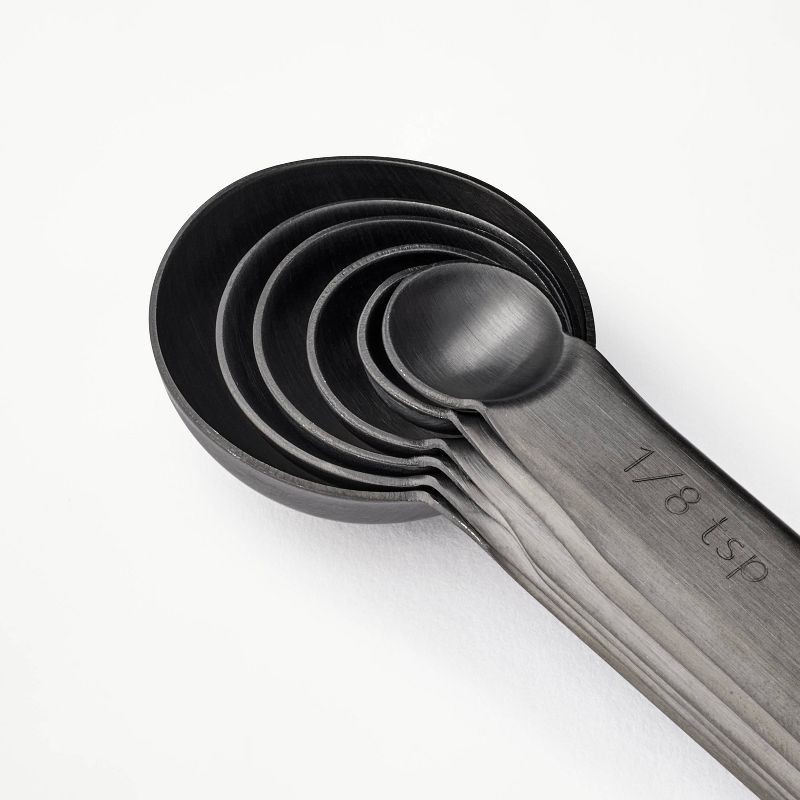 slide 3 of 3, 6pc Stainless Steel Measuring Spoons Matte Black - Figmint™: Dishwasher-Safe, Includes Teaspoon & Tablespoon Set, 6 ct
