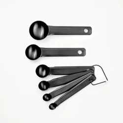 6pc Stainless Steel Measuring Spoons Matte Black - Figmint™: Dishwasher-Safe, Includes Teaspoon & Tablespoon Set