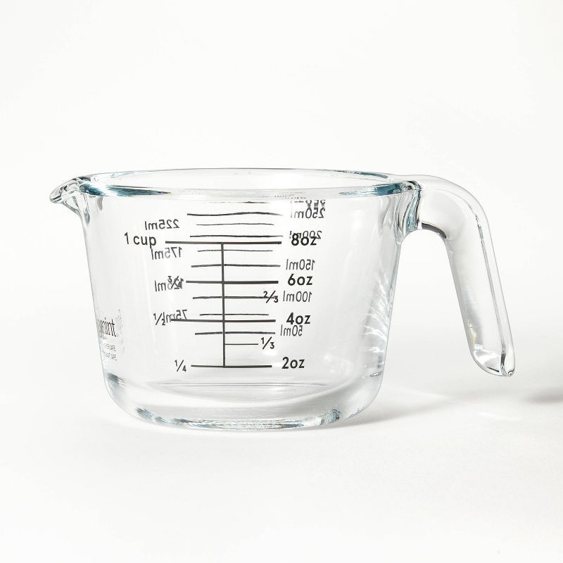 slide 1 of 4, 1 Cup Glass Measuring Cup Clear - Figmint™: Borosilicate, Microwave & Dishwasher Safe, 8oz Capacity, 8 oz