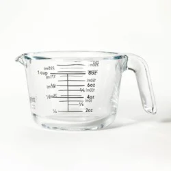 1 Cup Glass Measuring Cup Clear - Figmint™: Borosilicate, Microwave & Dishwasher Safe, 8oz Capacity