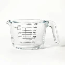 1 Cup Glass Measuring Cup Clear - Figmint™: Borosilicate, Microwave & Dishwasher Safe, 8oz Capacity