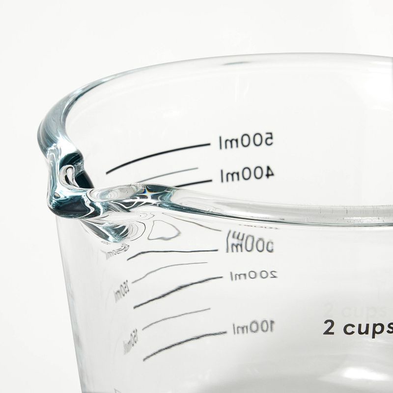 slide 3 of 4, 2 Cup Glass Measuring Cup Clear - Figmint™: Borosilicate, Microwave & Dishwasher Safe, 16oz Capacity, 16 oz