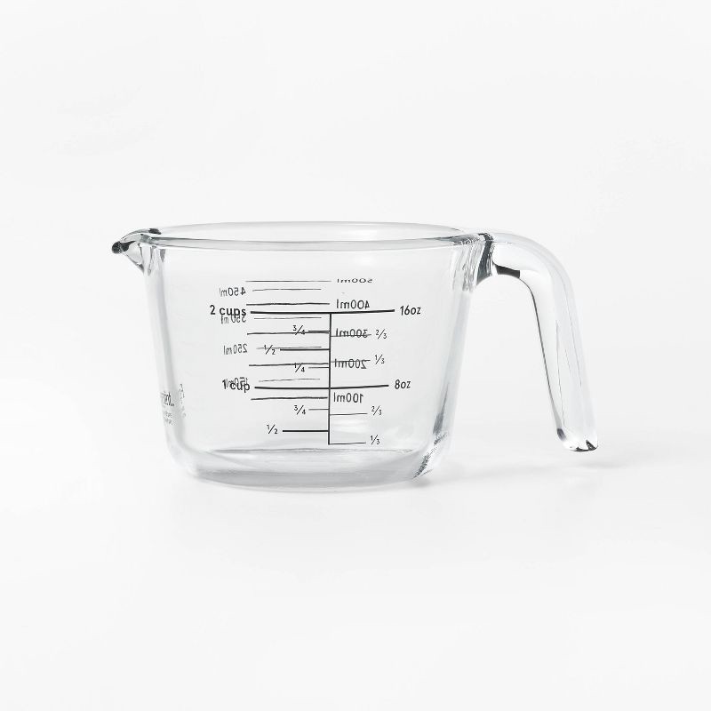 slide 1 of 4, 2 Cup Glass Measuring Cup Clear - Figmint™: Borosilicate, Microwave & Dishwasher Safe, 16oz Capacity, 16 oz