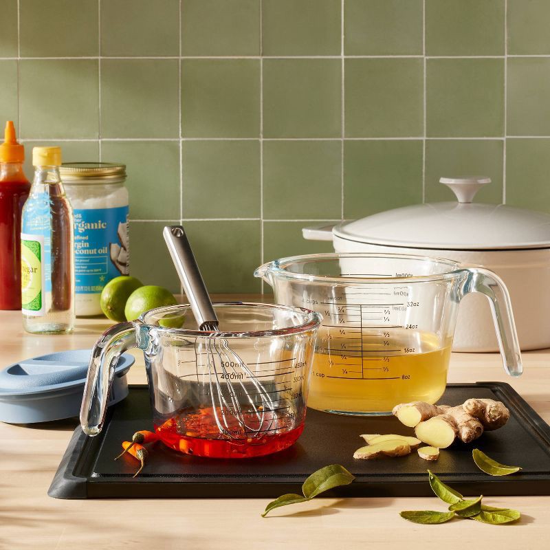 slide 2 of 4, 4 Cup Glass Measuring Cup Clear - Figmint™: Borosilicate, Microwave & Dishwasher Safe, 32oz Capacity, 32 oz