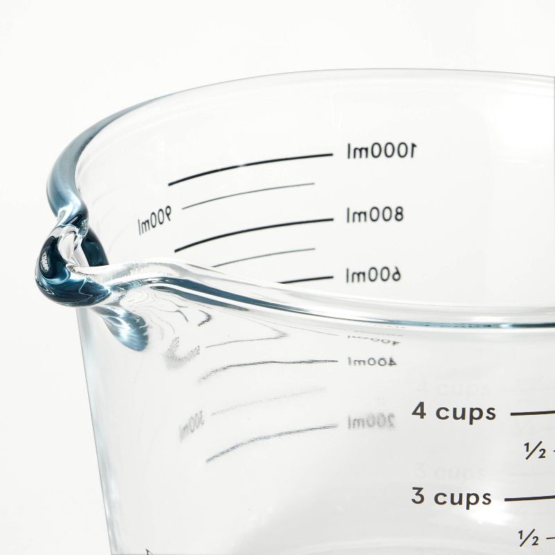 slide 3 of 4, 4 Cup Glass Measuring Cup Clear - Figmint™: Borosilicate, Microwave & Dishwasher Safe, 32oz Capacity, 32 oz
