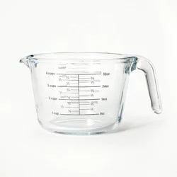4 Cup Glass Measuring Cup Clear - Figmint™: Borosilicate, Microwave & Dishwasher Safe, 32oz Capacity