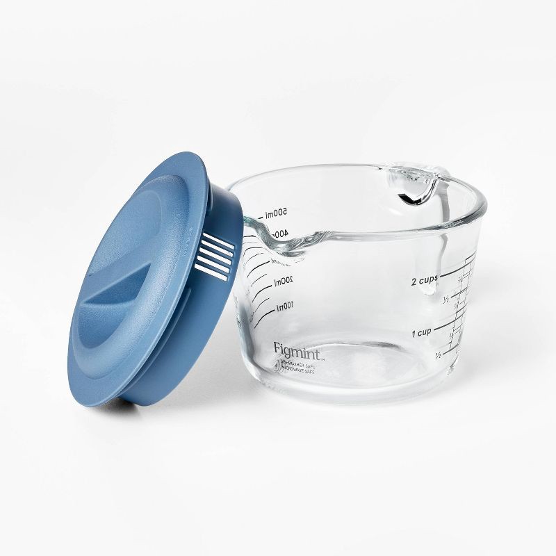 slide 3 of 3, 2 Cup Glass Measuring Cup with Lid Clear - Figmint™: Borosilicate, Dishwasher & Freezer Safe, Kitchen Essential, 1 ct