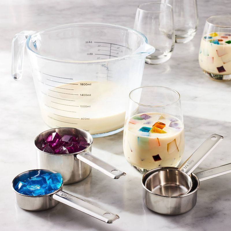 slide 2 of 3, 4pc Stainless Steel Measuring Cups Silver - Figmint™: Dishwasher-Safe, 18/8 Stainless Steel, Figmint Kitchen Essentials, 4 ct