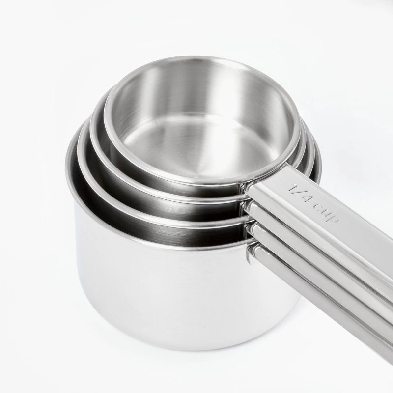 slide 3 of 3, 4pc Stainless Steel Measuring Cups Silver - Figmint™: Dishwasher-Safe, 18/8 Stainless Steel, Figmint Kitchen Essentials, 4 ct