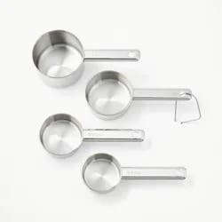 4pc Stainless Steel Measuring Cups Silver - Figmint™: Dishwasher-Safe, 18/8 Stainless Steel, Figmint Kitchen Essentials