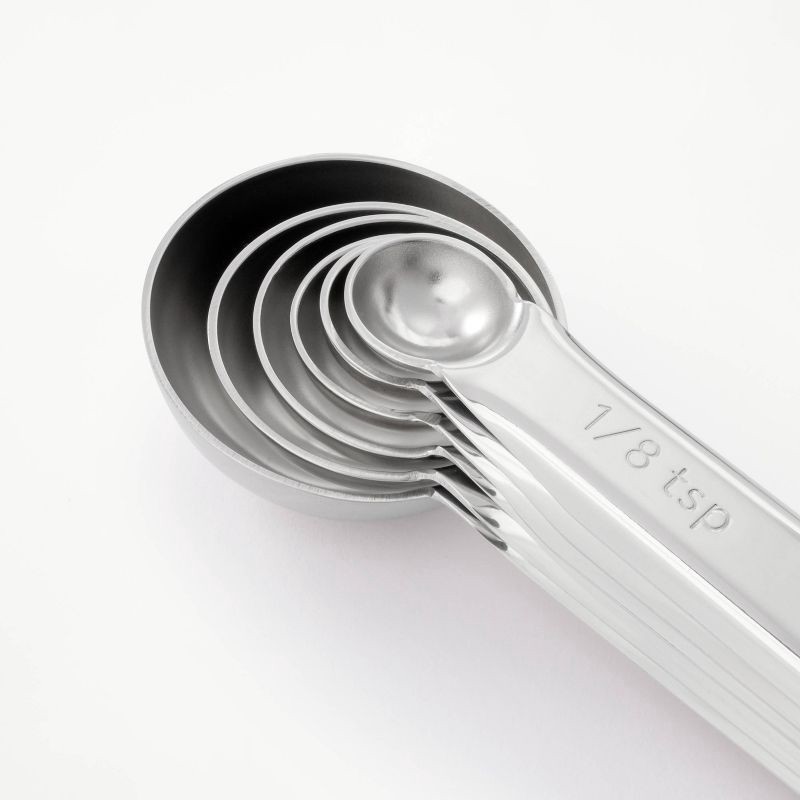 slide 3 of 3, 6pc Stainless Steel Measuring Spoons Silver - Figmint™: Dishwasher-Safe, Includes Teaspoon & Tablespoon Set, 6 ct