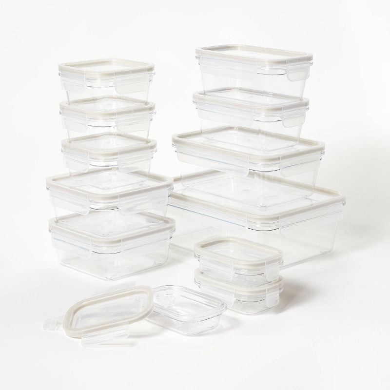 slide 3 of 4, 24pc (Set of 12) Tritan Plastic Food Storage Container Set with Lids Clear - Figmint™: Stackable, Microwave-Safe, 24 ct